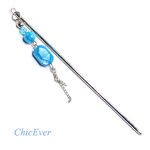 Haarnadel 8671 - Acryl/Metall türkis